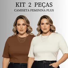 kit 2 Camiseta Feminina Plus Size Oversized Gola Alta 100% Algodão Premium Moda Blogueira Várias Cores Moda Evangélica