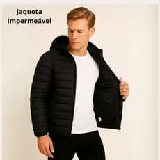 Jaqueta Masculina Motoqueiro Blusa Bobojaco Com Toca Impermeável Puffer Nylon Com Bolso Preta Ideal Para O Frio