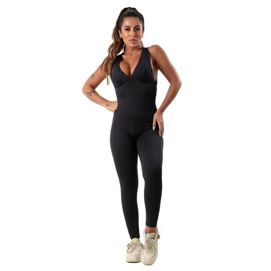 Macacão Feminino Com Bojo Suplex Fitness Academia Ginástica