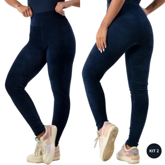 Kit 2 Legging Veludo Cotelê Feminina Calça Leg Inverno Frio
