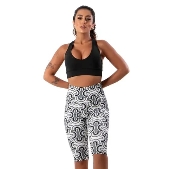 Bermudão Fitness Estampado Bermuda Biker Feminino Suplex Short Academia Malhar Ciclista