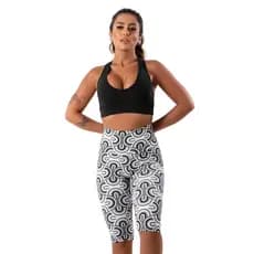 Bermudão Fitness Estampado Bermuda Biker Feminino Suplex Short Academia Malhar Ciclista