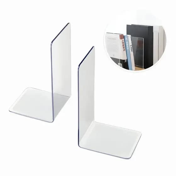 Kit 2 Aparadores de Livros em Acrílico Transparente Organizador de Estante