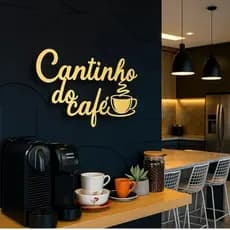 Espelho Decorativo Cantinho Do Café Em Acrílico com Xícara p/Cozinha,recepção - 20x25cm