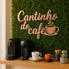 Cantinho do Café - Letreiro em Acrílico Espelhado Decorativo com Xícara - 40x20cm