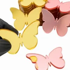 Kit Mini Borboletas em Acrílico Espelhado Decoração para Quarto, salão - Kit com 20und