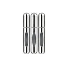Kit 3 Porta Perfume Recarregável Preto Metálico Brilho Frasco Portátil 5ml
