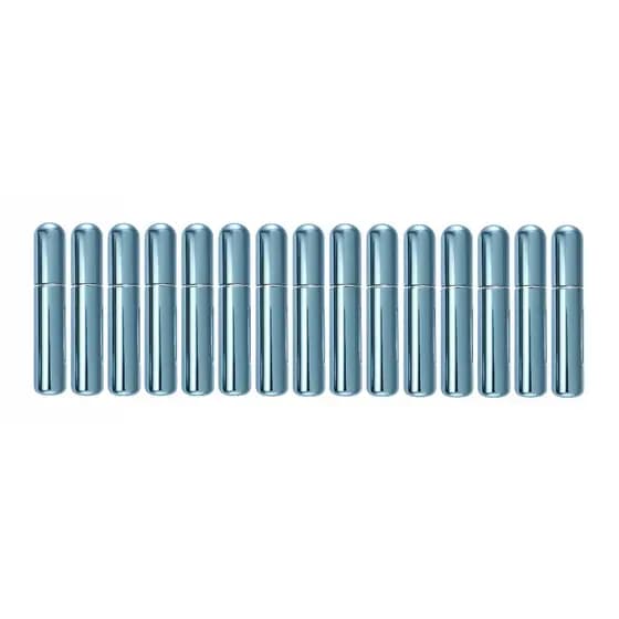 Kit 15 Porta Perfume Recarregável Azul Claro Atomizador Frasco Portátil 5ml