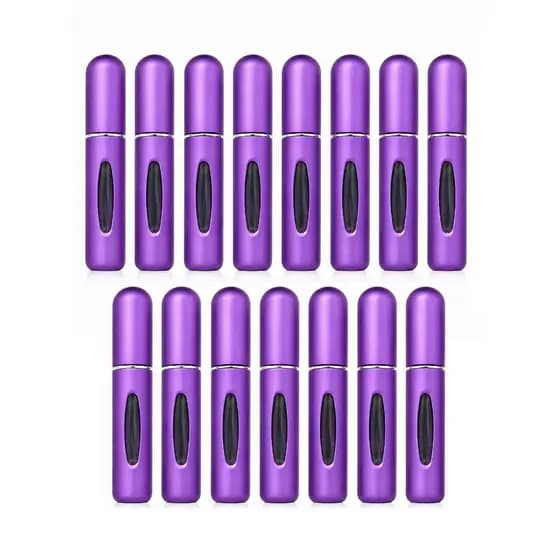 Kit 15 Porta Perfume Recarregável Roxo Frasco Portátil 5ml