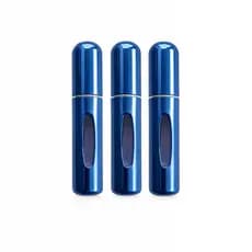 Kit 3 Porta Perfume Recarregável Azul Escuro Atomizador Frasco Portátil 5ml
