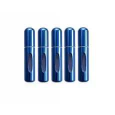 Kit 5 Porta Perfume Recarregável Azul Escuro Atomizador Frasco Portátil 5ml