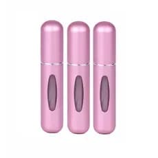 Kit 3 Porta Perfume Recarregável Rosa Claro Frasco Portátil 5ml