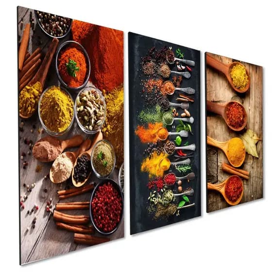 Quadros Decorativos Placa 3 Peças Tempero Cozinha Casa Restaurante