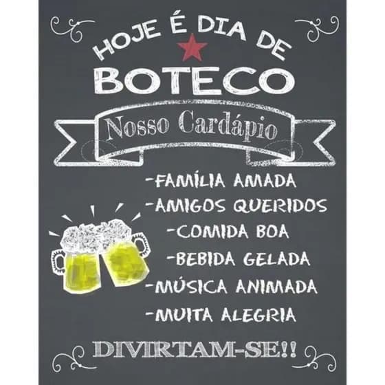 Placa Decorativa Bar Hoje é Dia De boteco 20x30