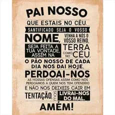 Placa Decorativa Oração Pai Nosso 20 x 30 Cor Bege