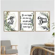 Quadro Decoração Quarto Sala Gratidão Obrigada Deus