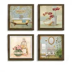 Quadro Decorativo  Banheiro Moderno  Flor/banheira/perfume/espelho Decoração Elegante Exclusivo Lançamento