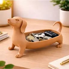 Organizador Porta Objetos Bandeja em Formato de Cão Raça Salsicha Dachshund