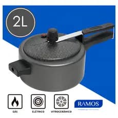 Panela De Pressão 2 Litros Teflon Antiaderente Fechamento Interno Inmetro Alumínio Resistente Ramos