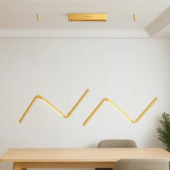 Pendente LED Dourado Geométrico Minimalista Sala Jantar