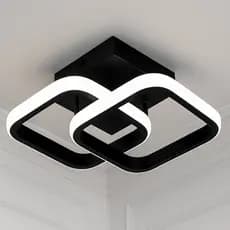 Plafon Moderno LED Preto Minimalista Quadrado Duplo Decorativo