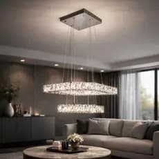 Lustre Cristal Luxo Moderno Duplo Ideal para Ambientes Sofisticados