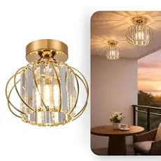 Plafon de Teto Dourado com Cristal E27 Lumiville Moderno Sala Quarto Iluminação Decorativa Elegante Compacto Range Plane