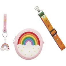 Bolsa  Infantil Porta moedas Brinquedo Bolsinha Redonda Arco-Íris - Fenix
