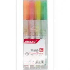 Caneta Marca Texto Gliter Kit Com 4 / Papelaria fofa