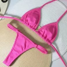 Biquini Fita Feminino Cortininha sem Bojo com Calcinha Fio regulável de marquinha Regulagem Bronze Praia