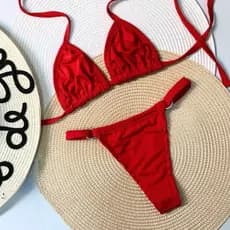 Biquini Fita Feminino Cortininha sem Bojo com Calcinha Regulagem Fio regulável de marquinha Bronze Praia
