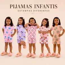 Pijama Infantil Menina Blogueira Estampado Com Personagens Conjunto De Dormir Malha Fluity Confortável Short Doll Curto