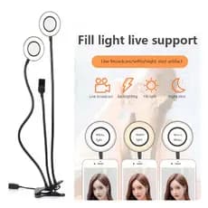 Luminária Ring Light Com Suporte Garra Para Celular e 2 Ringlight De Mesa 3 em 1 Dupla iluminação