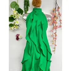 Q025Dune Luiza Vestido feminino de verão com babados e costas nuas