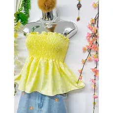 T104Top floral com amarração no peito