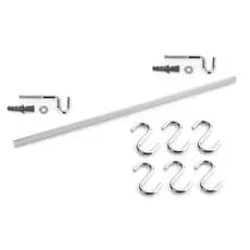Barra De Parede Cozinha 6 Ganchos 80cm Com Kit Instalação Aereo Suspenso Pendurar Utensilios Acessórios Cozinha