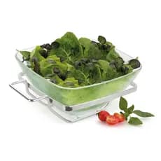 Saladeira De Vidro 2,7L Gourmet Salada Servir Base Inox Multiuso Serve Para Servir Massas Sopa Sopeira