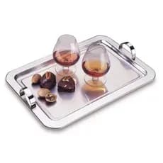 Bandeja Inox Retangular Grande Com Alças Servir Decorativa 28x42 Cm Multiuso Bar Serviço De Mesa Cozinha casa Banheiro