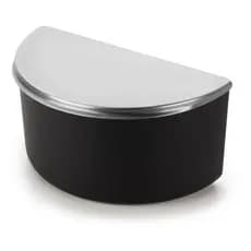 Saleiro De Mesa Bancada Cozinha Grande 1 Kg Tampa Inox Corpo Preto Organizador Porta Sal Temperos  Qualidade Forma Inox