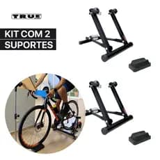 2 Rolos de Treino Com Suporte Base Niveladora Ciclismo Bike True Treinar Em Casa Bicicleta