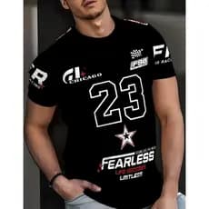 Camiseta Jersey Masculina Baseball Basquete Manga Curta Básica Fearless 23 cod 493