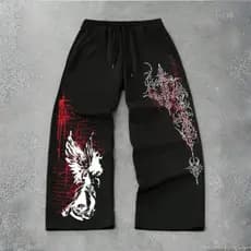 Calça Baggy Wide Leg Masculina Moletom Streetwear Oversized Skatista Moda Urbana Americana Casual