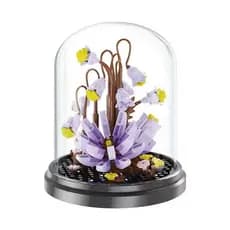 Buquê de Flores Lilás de Blocos de Montar – 240 Peças com Cúpula Decorativa 💜✨