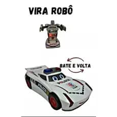 Carrinho Policia Relâmpago Mcqueen Carros Vira Robô Som Led