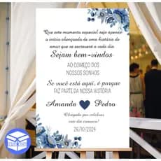 Placa Quadro Casamento Decoração Recepção Seja Bem Vindo Fundo Branco