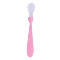 Colher Rosa Feminino Ponta Silicone Mole Alimentacao Infantil Bebe Bpa Free