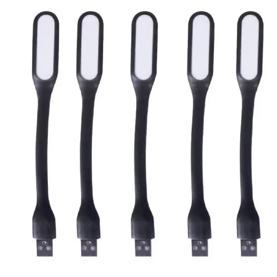 Conjunto de 5 Mini Luminárias Flexíveis USB para Notebook - Abajur Portátil - Iluminação Compacta