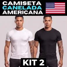 Kit 2 Camiseta Americana Masculina Canelada Slim Fit Básica Estilo Streetwear  Gringa Justa ao Corpo
