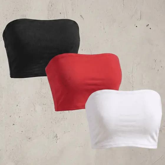 Kit 3 Top Faixa Tube Tomara Que Caia Suplex com Forro Tubinho Moderno Tendência Casual Conforto