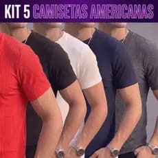 Kit 5 Camiseta Americana Masculina Canelada Slim Fit Básica Ribana Estilo Us Drip Streetwear